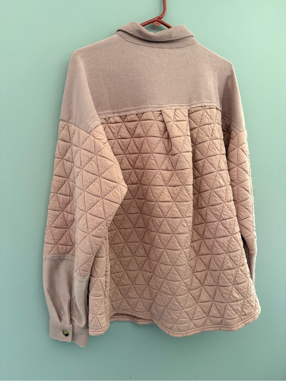 Quilted Puff Jacket in Dusty Rose - Women's Button-Front Puffer - Picture 4 of 4
